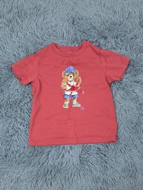 Ralph Lauren Red Tee with Bear Graphic
